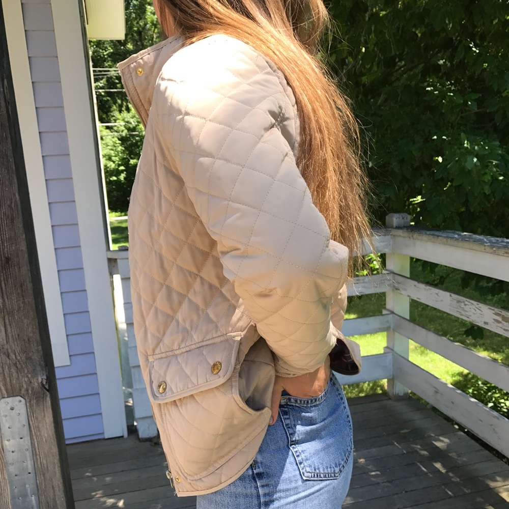 British Khaki Beige Quilted Jacket Size M - Picture 3 of 5